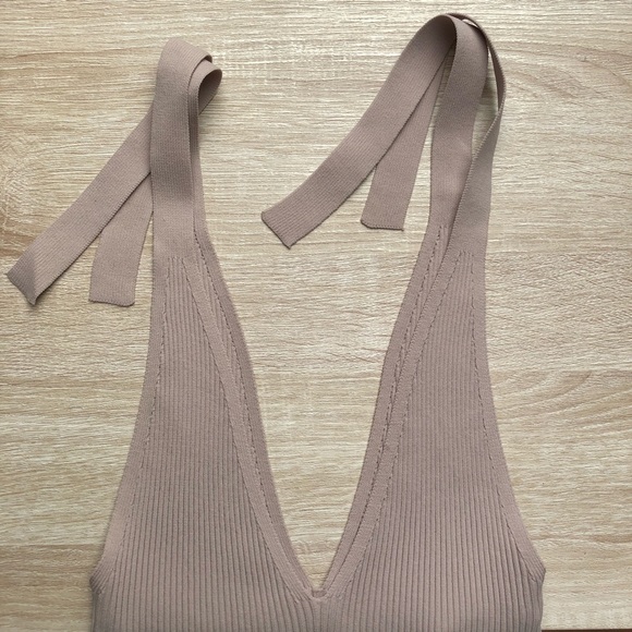 Rib Knit Tie Strap Bodysuit - Picture 2 of 5